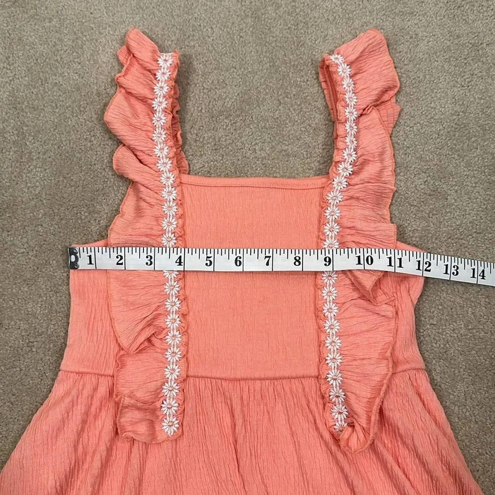 Btween Peach Spring Easter Sunday Best Lined Daisy Floral Girls Dress Size 8